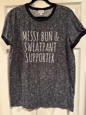 LuLaRoe Black & White Heathered Graphic Tee